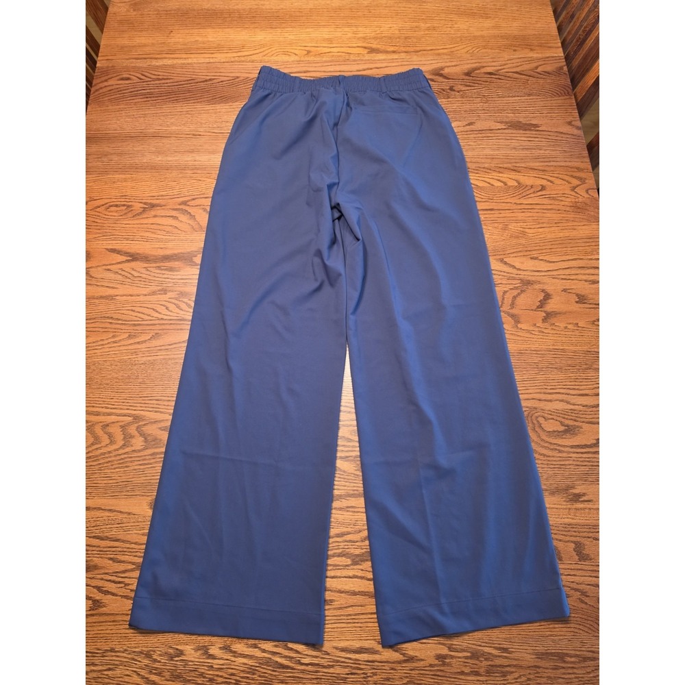 Beyond Yoga Status Stretch Wide Leg Trouser Pants Womens Medium Navy Pleated - Picture 8 of 14